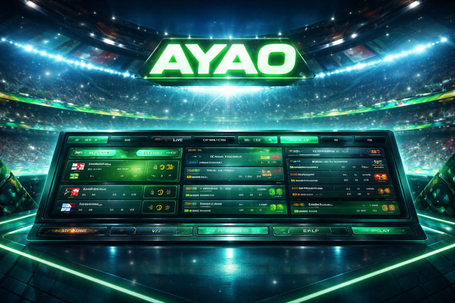 Panel de apuestas deportivas AYAO con mercados de partidos en vivo